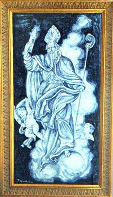 Ceramiche d-Arte di Albisola - Piastra dipinta con Santo.
(Soggetto a richiesta).